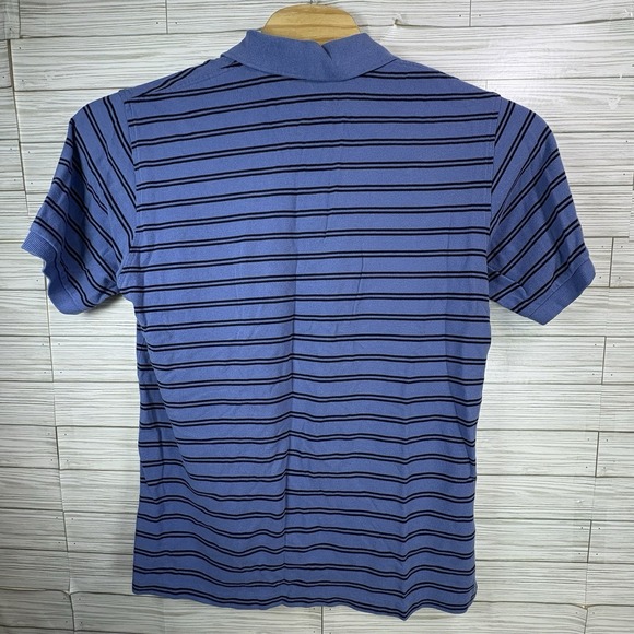 Brooks Brothers Men's Polo Sz Lg Blue- Navy Striped Cotton Short Sleeve‎ Logo - Picture 3 of 8